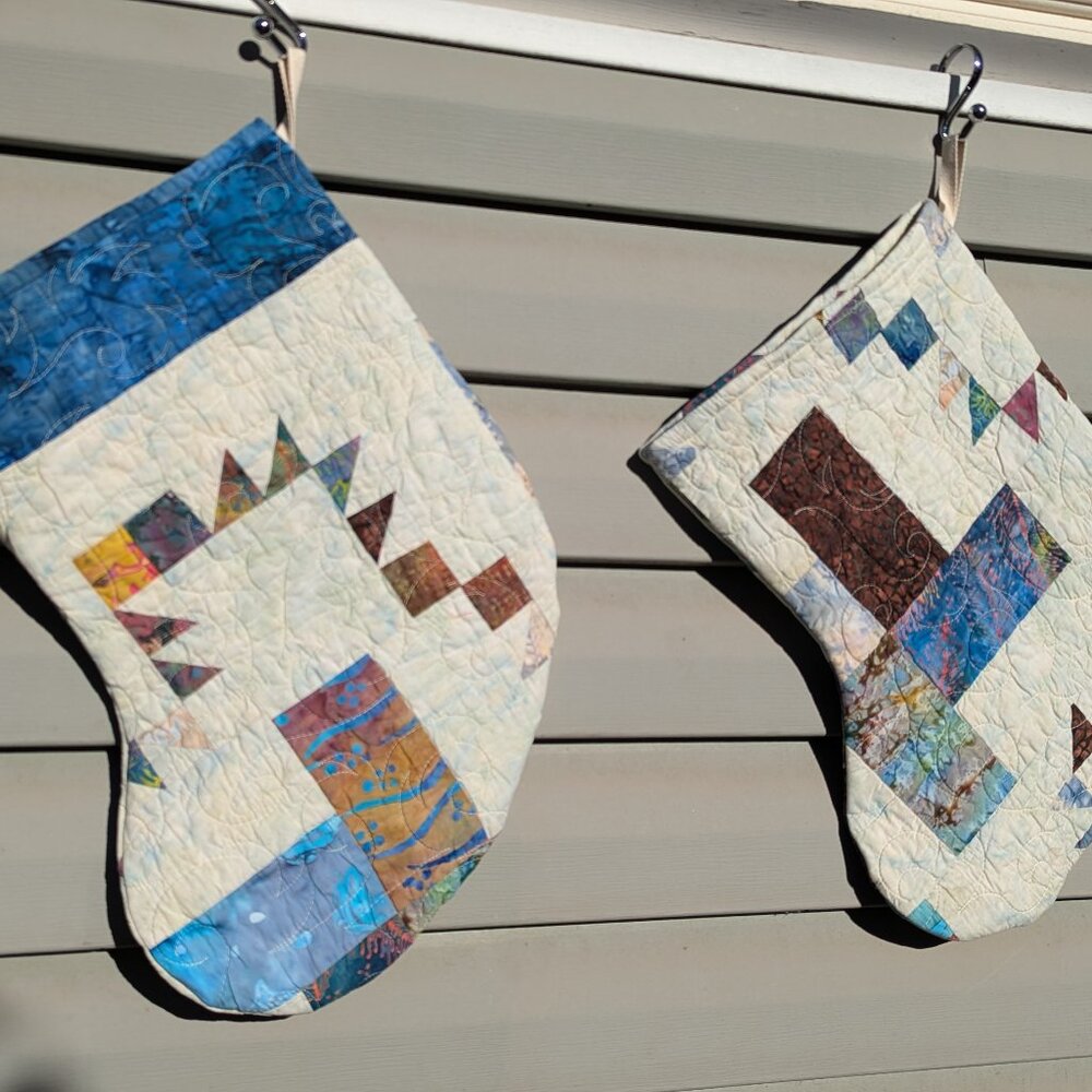 Set of vintage quilt stockings